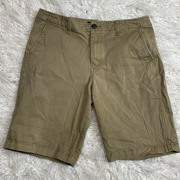 AEROPOSTALE SHORTS MENS 34 BROWN BEIGE 11” INSEAM ZIPPER BUTTON FLY POCKETS - Picture 1 of 4